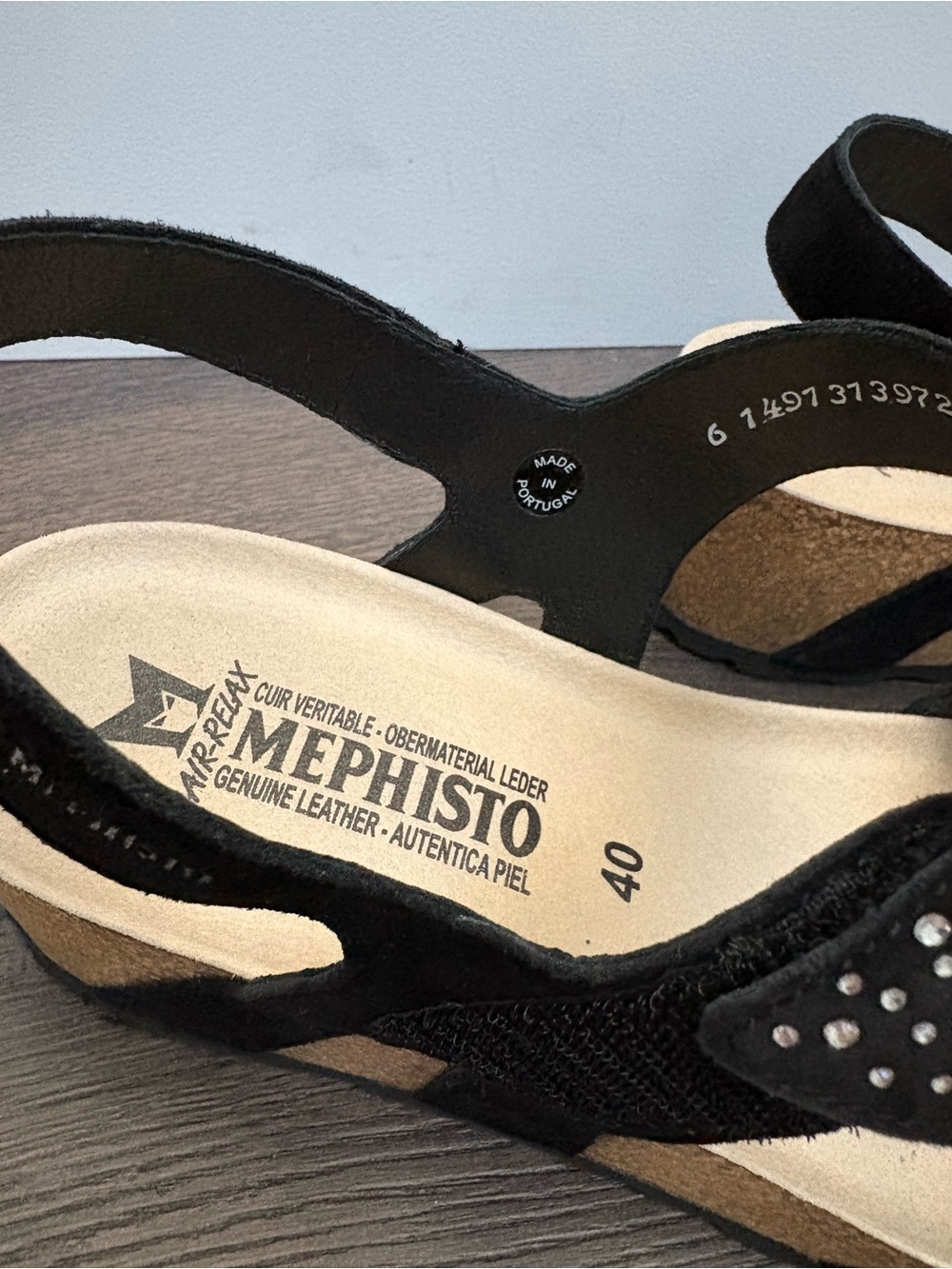 NEW Mephisto Vic Spark Air Relax Black Rhinestone Nubuck Wedge EU 40 US 9.5 - Picture 8 of 15